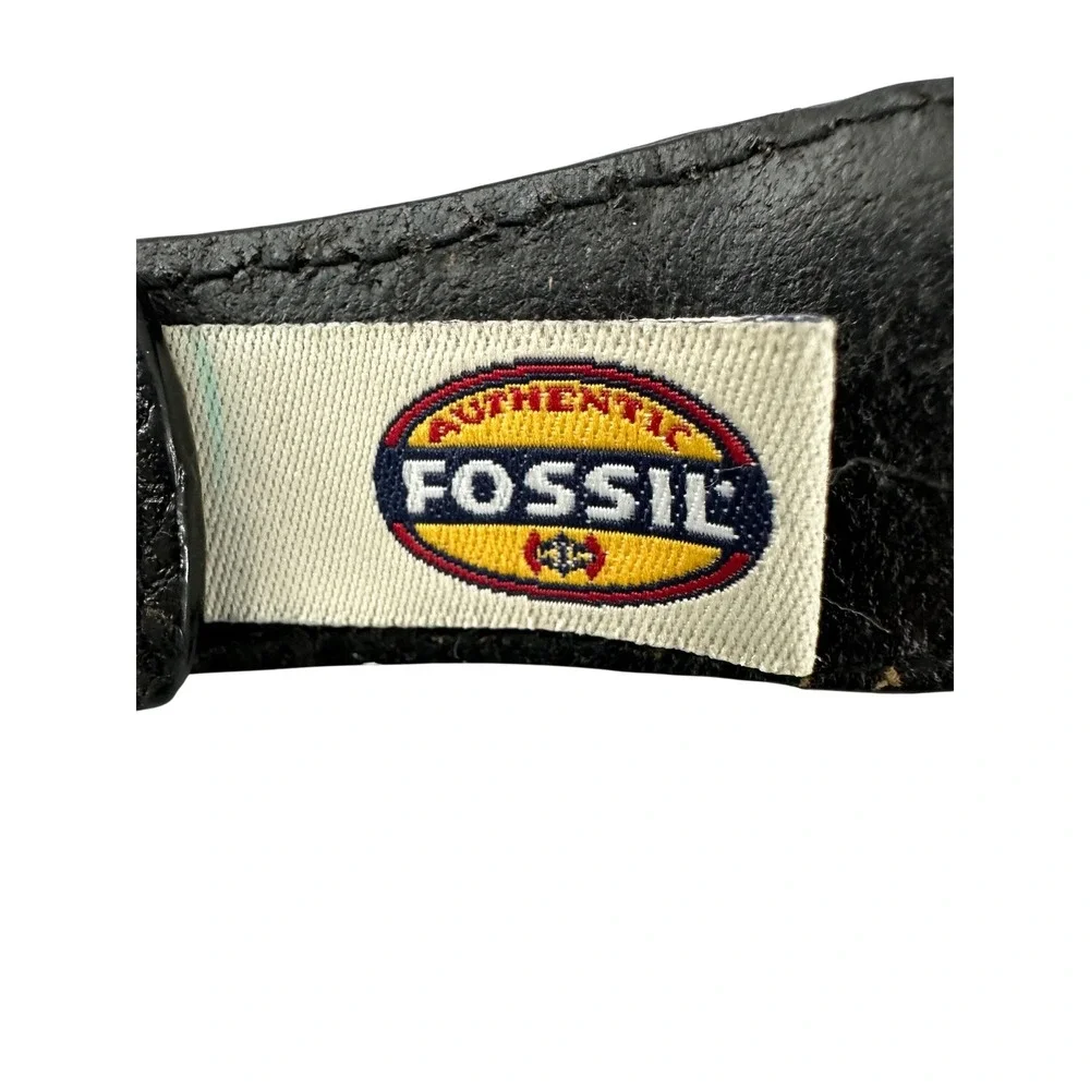 Fossil braided‎ belt brass buckle leather trim